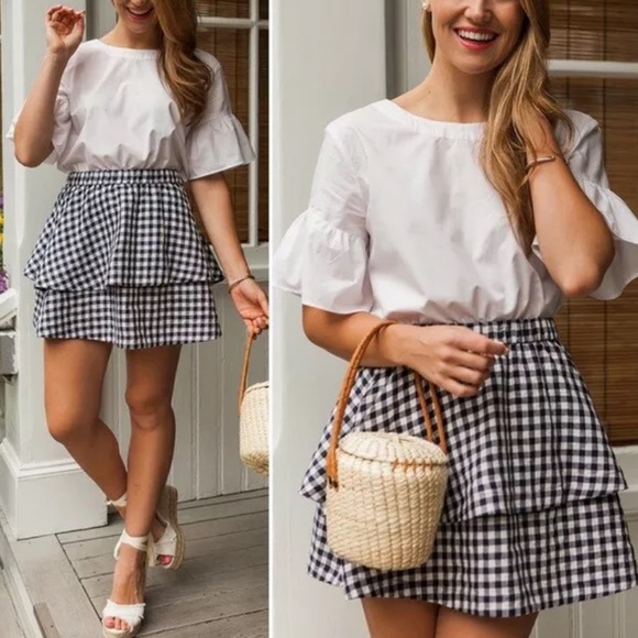 Madewell Dresses & Skirts - NWT Madewell Gingham Tiered Pull On Skirt